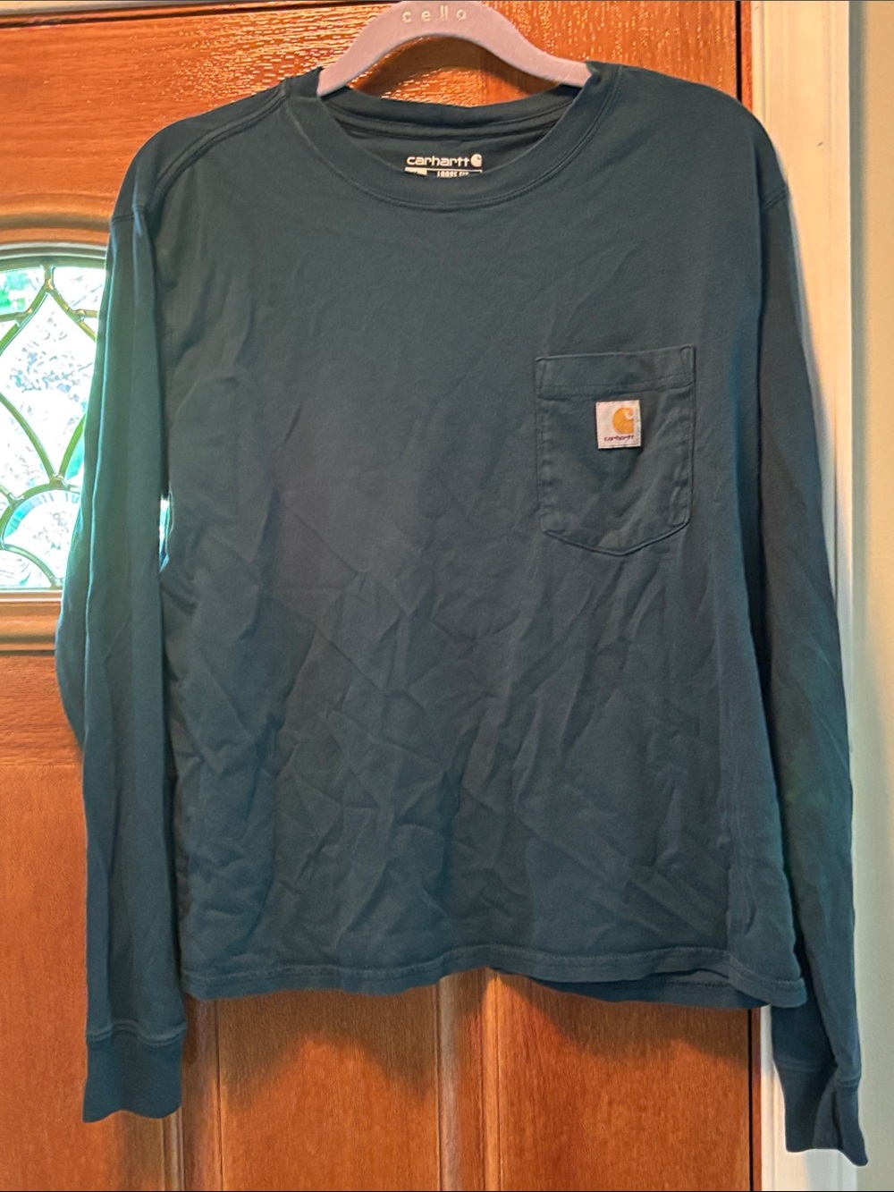 Carhartt Long-Sleeve Pocket Tee in Teal Green